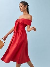 REFORMATION Barrington Linen Dress ~ red bardot dresses