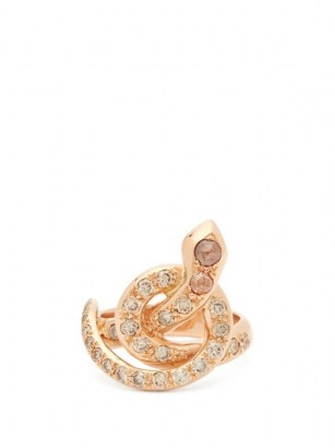 Serpent rings | ILEANA MAKRI Berus diamond & 18kt rose-gold snake ring - flipped