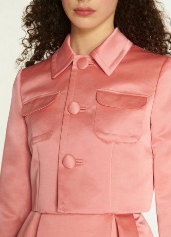 L.K. BENNETT BIARRITZ PINK SATIN CROPPED JACKET / luxurious look jackets - flipped