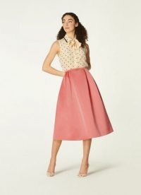 L.K. Bennett BIARRITZ PINK SATIN FULL SKIRT | lipstick pink skirts