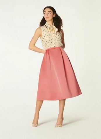L.K. Bennett BIARRITZ PINK SATIN FULL SKIRT | lipstick pink skirts