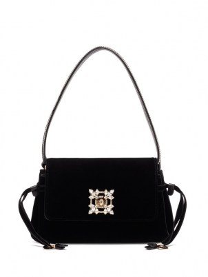 ROGER VIVIER Miss Vivier crystal-embellished black-velvet bag | luxe bags - flipped