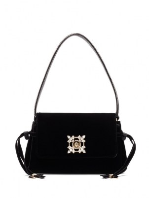 ROGER VIVIER Miss Vivier crystal-embellished black-velvet bag | luxe bags
