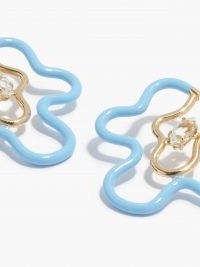 BEA BONGIASCA Flower Power 9kt gold, topaz & blue enamel earrings ~ floral jewellery