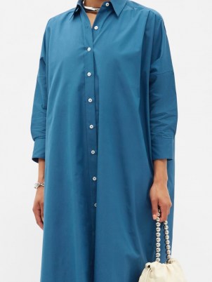 JIL SANDER Side-slit cotton-poplin shirt dress ~ blue effortless style dresses