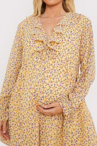 BROOKE VINCENT MATERNITY LEMON FLORAL FRILL DRESS / feminine yellow pregnancy dresses