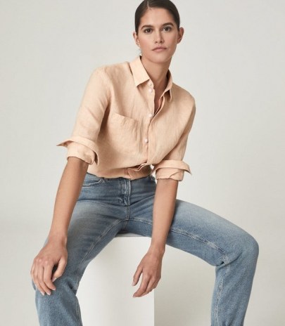 CAMPBELL LINEN RELAXED FIT SHIRT PINK ~ casual shirts - flipped