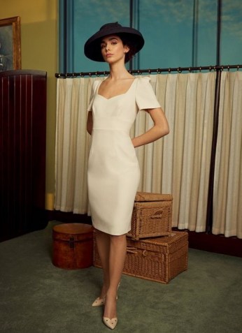 L.K. BENNETT DEE CREAM CREPE SHIFT DRESS ~ vintage style event dresses ~ summer event glamour - flipped