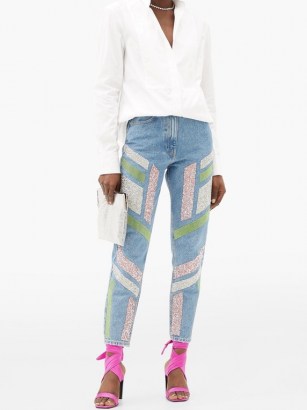 GERMANIER Embellished high-rise straight-leg jeans | sparkling denim - flipped