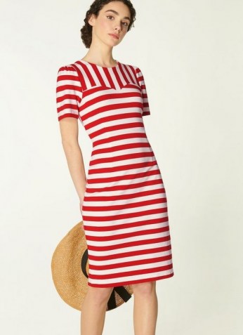 L.K. BENNETT EMMA RED MULTI DRESS / striped short sleeve summer dresses