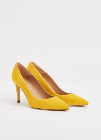 L.K. BENNETT FLORET SHERBET YELLOW SUEDE COURTS / spring court shoes