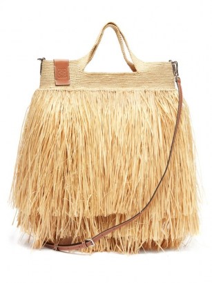 LOEWE PAULA’S IBIZA Fringed raffia basket bag ~ large summer beach bags - flipped