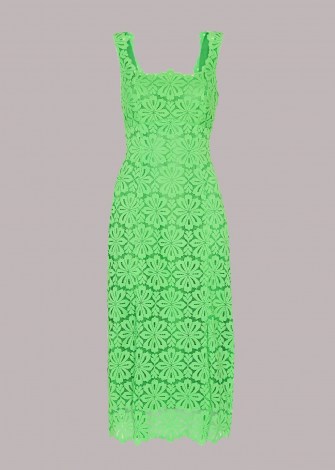 WHISTLES NOELLE LACE DRESS GREEN / floral scoop back dresses
