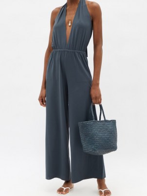 ERES Abby halterneck jersey wide-leg jumpsuit – glamorous poolside cover up – summer glamour – casual jumpsuits - flipped