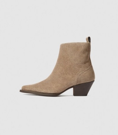 REISS HAYWORTH SUEDE SUEDE WESTERN ANKLE BOOTS SAND