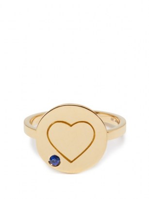 AURÉLIE BIDERMANN FINE JEWELLERY Heart sapphire & 18kt gold ring / blue stone rings / hearts - flipped