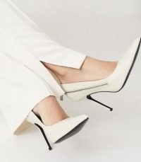 REISS HOXTON COURT LEATHER ZIP DETAIL COURT SHOES OFF WHITE ~ sexy stiletto heel courts