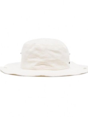 Isabel Marant logo-embroidered sun hat – white wide brim summer hats - flipped