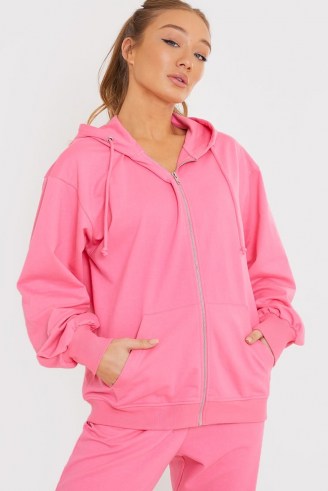 JAC JOSSA PINK ZIP THROUGH LOOPBACK TRACKSUIT TOP ~ celebrity inspired sports fashion