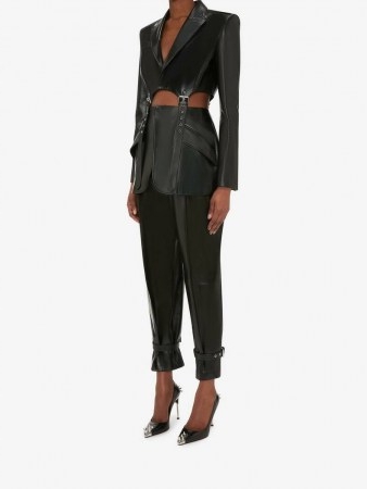 Alexander McQueen Leather Buckle Jacket ~ contemporary cut out jackets