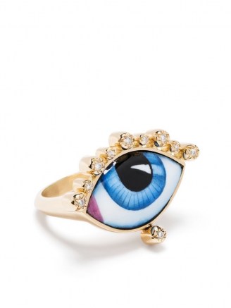 Lito 18kt yellow gold diamond eye ring | mystical evil eye rings | luxe statement jewellery