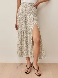 Reformation Maisie Skirt | floral thigh high split summer skirts