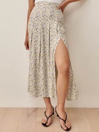 Reformation Maisie Skirt | floral thigh high split summer skirts