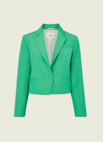 L.K. BENNETT MARTA GREEN LINEN-BLEND BLAZER – jade summer blazers – women’s occasion jackets