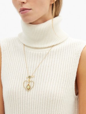 DANIELA VILLEGAS Beaming Love diamond, opal, 18kt gold necklace ~ luxe statement pendant necklaces ~ heart pendants - flipped