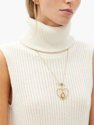 DANIELA VILLEGAS Beaming Love diamond, opal, 18kt gold necklace ~ luxe statement pendant necklaces ~ heart pendants