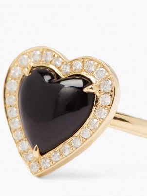 ANISSA KERMICHE Black Heart diamond, onyx & 14kt-gold ring – luxe rings – hearts