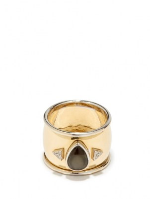 MUKHI SISTERS Black Star diamond & 18kt gold ring ~ chunky wide band rings