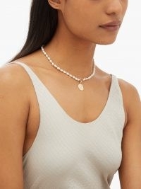 ANISSA KERMICHE Louise d’Or Coin diamond & pearl gold necklace | luxe disc pendant necklaces