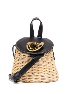 JW ANDERSON Chain Lid leather and wicker shoulder bag – woven bags - flipped