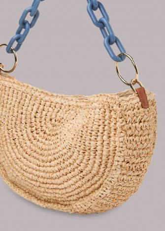 WHISTLES SONNY STRAW HALF MOON BAG / chain strap summer bags - flipped