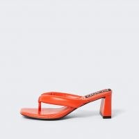 RIVER ISLAND Orange block heel sandal / bright thonged sandals