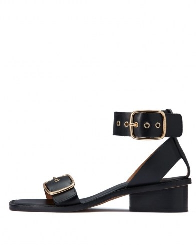 JIGSAW OXLEY LEATHER HEELED SANDAL / black wide strap sandals