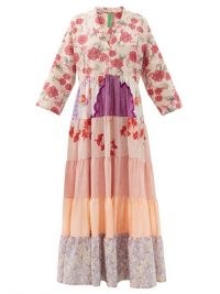 RIANNA + NINA Pink patchwork vintage-silk maxi dress / one of a kind fashion