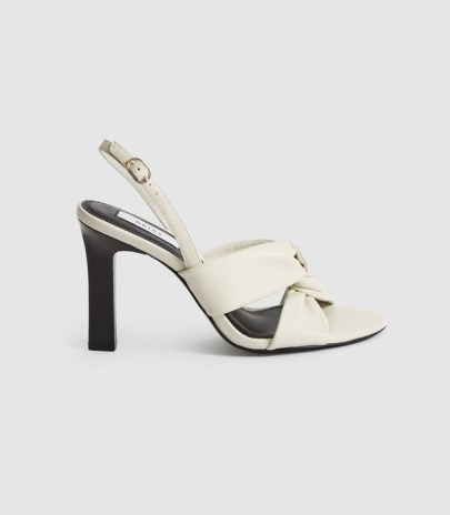 REISS PHOEBE LEATHER TWIST FRONT SLINGBACKS OFF WHITE - flipped