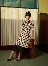 L.K. BENNETT PIERRE MONOCHROME OVERSIZED SPOT PRINT GEORGETTE DRESS – summer occasionwear – occasion outfits