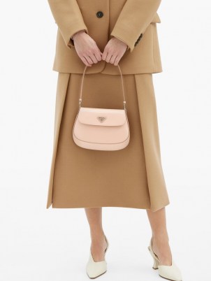PRADA Pink Cleo spazzolato-leather shoulder bag | small luxe handbag