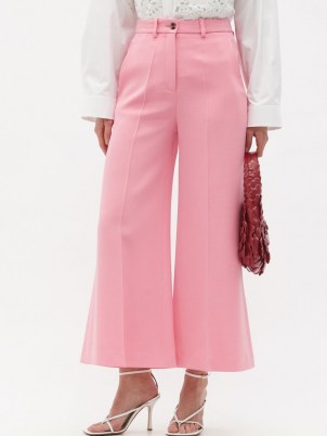 VALENTINO Crepe Couture wool-blend crepe gaucho trousers in pink | cropped flares