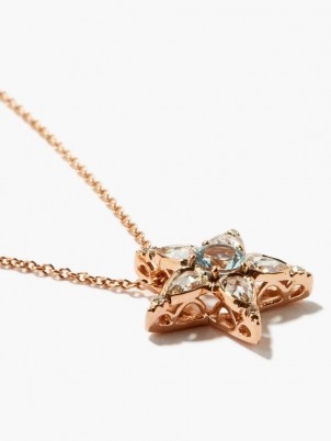 SELIM MOUZANNAR Istanbul diamond, aquamarine & 18kt gold star charm necklace ~ luxe pendant necklaces ~ stars - flipped