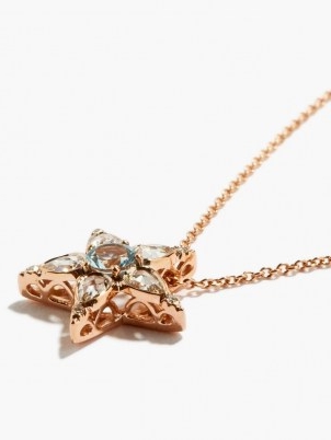 SELIM MOUZANNAR Istanbul diamond, aquamarine & 18kt gold star charm necklace ~ luxe pendant necklaces ~ stars