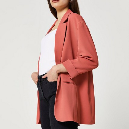 River Island Pink oversized blazer – open front blazers - flipped