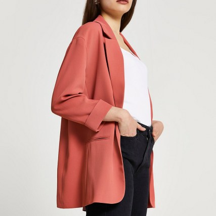 River Island Pink oversized blazer – open front blazers