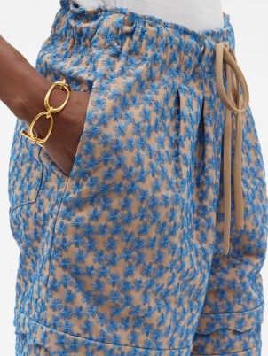 KIKA VARGAS Floral-embroidered cotton-blend voile shorts