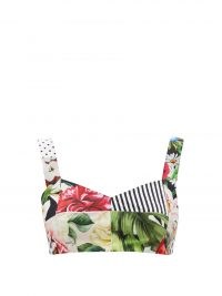 DOLCE & GABBANA Patchwork printed cotton-poplin cropped top ~ mixed print bralet
