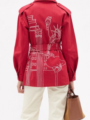 KILOMETRE PARIS Roma Meets New York embroidered cotton jacket – red safari style jackets