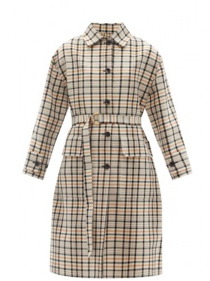 ANOTHER TOMORROW Reversible checked organic-cotton trench coat ~ check print D-ring belted coats for spring